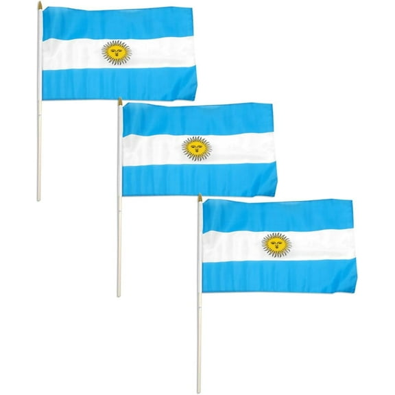 Argentina Flag 12 x 18 Inch - 3-Pack | Durable and Fade-Resistant | Strong Canvas Heading & Brass Grommets | Ideal for Parades, Gardens, Events, & Indoor Displays
