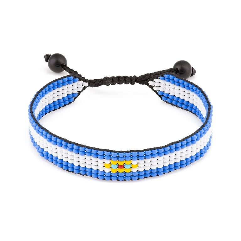 Argentina Flag Bracelet: Adjustable Beaded String Bracelet