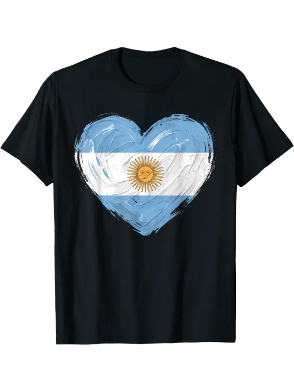 Argentina Flag Heart Soccer Football Supporter T-Shirt