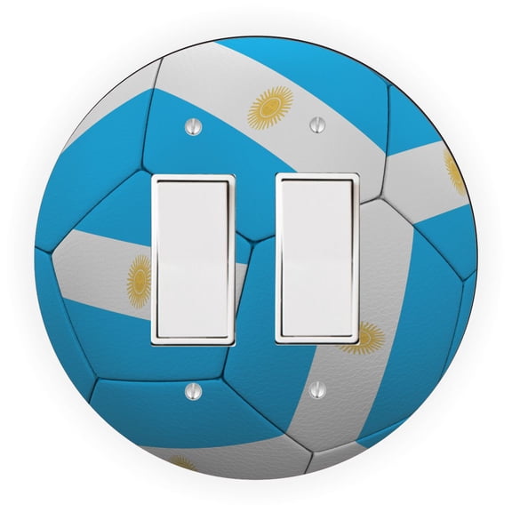 Argentina Flag Soccer Ball Design - Round Light Switch Plate Cover - Double Rocker