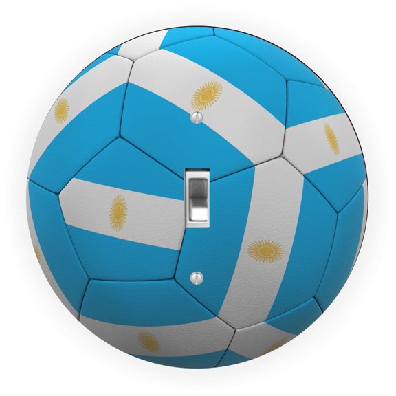 Argentina Flag Soccer Ball Design - Round Light Switch Plate Cover - Single Toggle