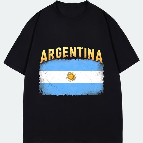 Argentina Flag T Shirt Black Argentina National Flag And Text Print Casual Wear For Men Women Unisex Streetwear Travel Souvenir Gift