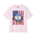 thumbnail image 1 of Argentina Flag + USA Flag Pride T-shirt | Argentina + American Flag Rip 4th Of July | Funny Viral Latino Tees | Unisex - 4 Colors, 1 of 8