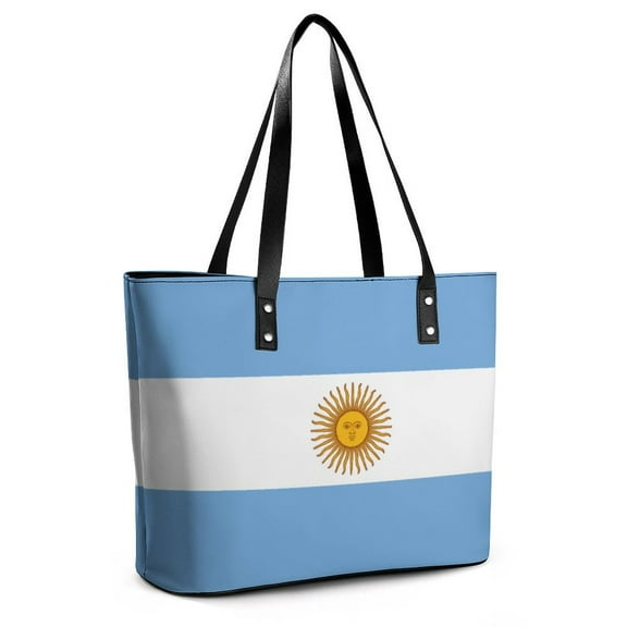 Argentina Flag Woman Leather Handbags Large Tote Bag Fashion Portable Handbags With Zipper
