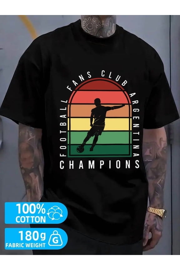 Argentina Football Fan mens black 180G 100% Cotton Comfortable activewear,perfect for gifts Vintage Unisex Shirt Cotton tshirts Original Unisex Shirt Cotton tshirts