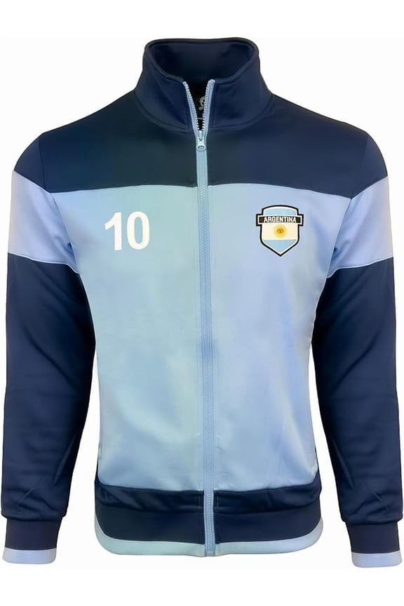 Argentina #10 Full Zip Soccer Track Jacket, 100% Polyester, Youth S-Adult XXL