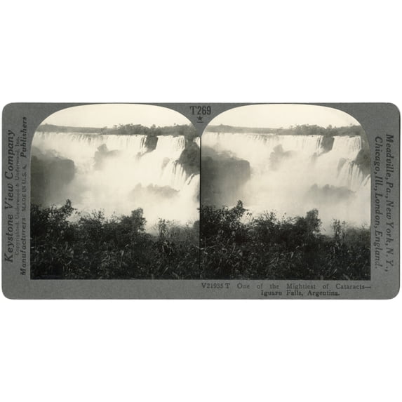 Argentina: Iguazu Falls. /N'One Of The Mightiest Of All Cataracts - Iguazu Falls, Argentina.' Stereograph, C1910. Poster Print by (18 x 24)