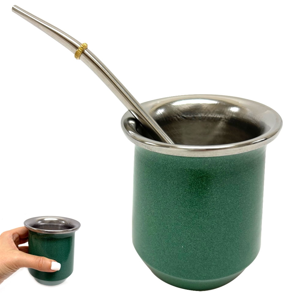 Maritza Fiera boliviana Mate legno Cup e metallo Bombilla Straw