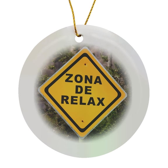 3drose, Argentina, Mendoza, Potrerillos, Spa Road Sign - Sa01 Bja0106 - Jaynes Gallery, Circle Porcelain Ornament