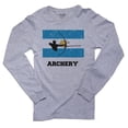 thumbnail image 1 of Argentina Olympic - Archery - Flag - Silhouette Men's Long Sleeve Grey T-Shirt, 1 of 2