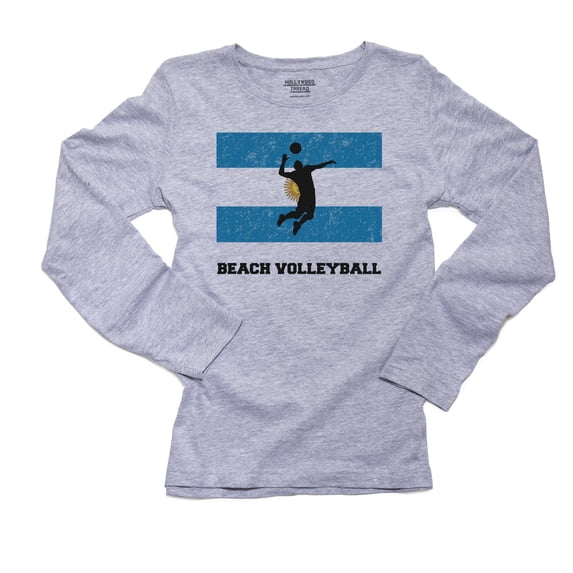 Argentina Olympic - Beach Volleyball - Flag - Silhouette Women's Long Sleeve Grey T-Shirt