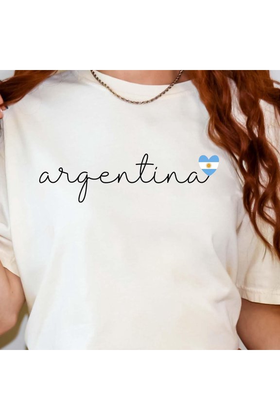 Argentina Shirt with Heart Flag Design Minimalist Travel Shirt Cute Country Pride Shirt Ar