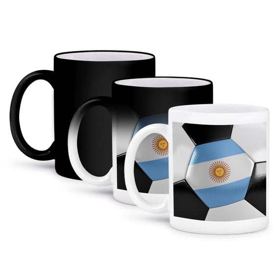 3dRose, Argentina Soccer Ball, 11oz Magic Transforming Mug