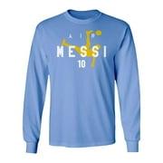 Argentina Soccer Player Air Messi Unisex Long Sleeve T-Shirt (Carolina Blue, Small)