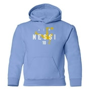 Argentina Soccer Player Air Messi Youth Hooded Sweatshirt (Carolina Blue, Youth X-Large)