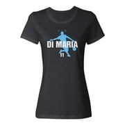 Argentina Soccer Tribute 2024 – Air Di Maria Inspired Ladies' Crewneck T-Shirt (Black, Small)