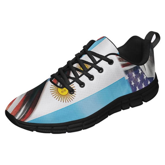 Argentina Vs American Flag Running Shoes Sneakers Mesh Black Size 7.5