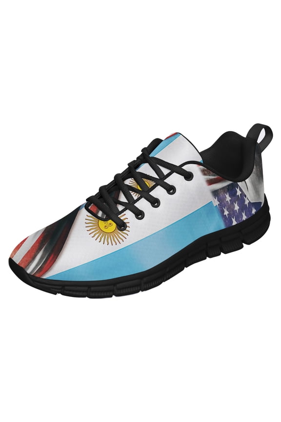 Argentina Vs American Flag Running Shoes Sneakers Mesh Black Size 8