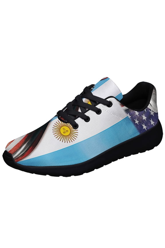 Argentina Vs American flag Shoes Sneakers for Women Men Black Size 3.5