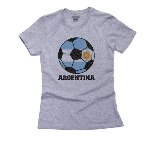 Argentina World Cup Football Soccer - Russia 2018 Women's Cotton Grey T-Shirt