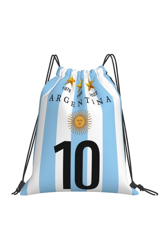 Argentina style print drawstring backpack No. 10 football pattern design drawstring bag men and women sports fitness yoga drawstring drawstring bag, lightweight outdoor camping rope bag travel