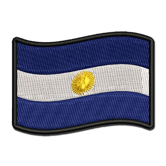 Argentina with Waving Flag Cute Applique Multi-Color Embroidered Hook & Loop Patch - 2.0 Inch Mini