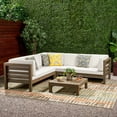 thumbnail image 1 of Argentine 4 Piece Outdoor Wooden Sectional Set with Cushions, Grey Finish, White, 1 of 6