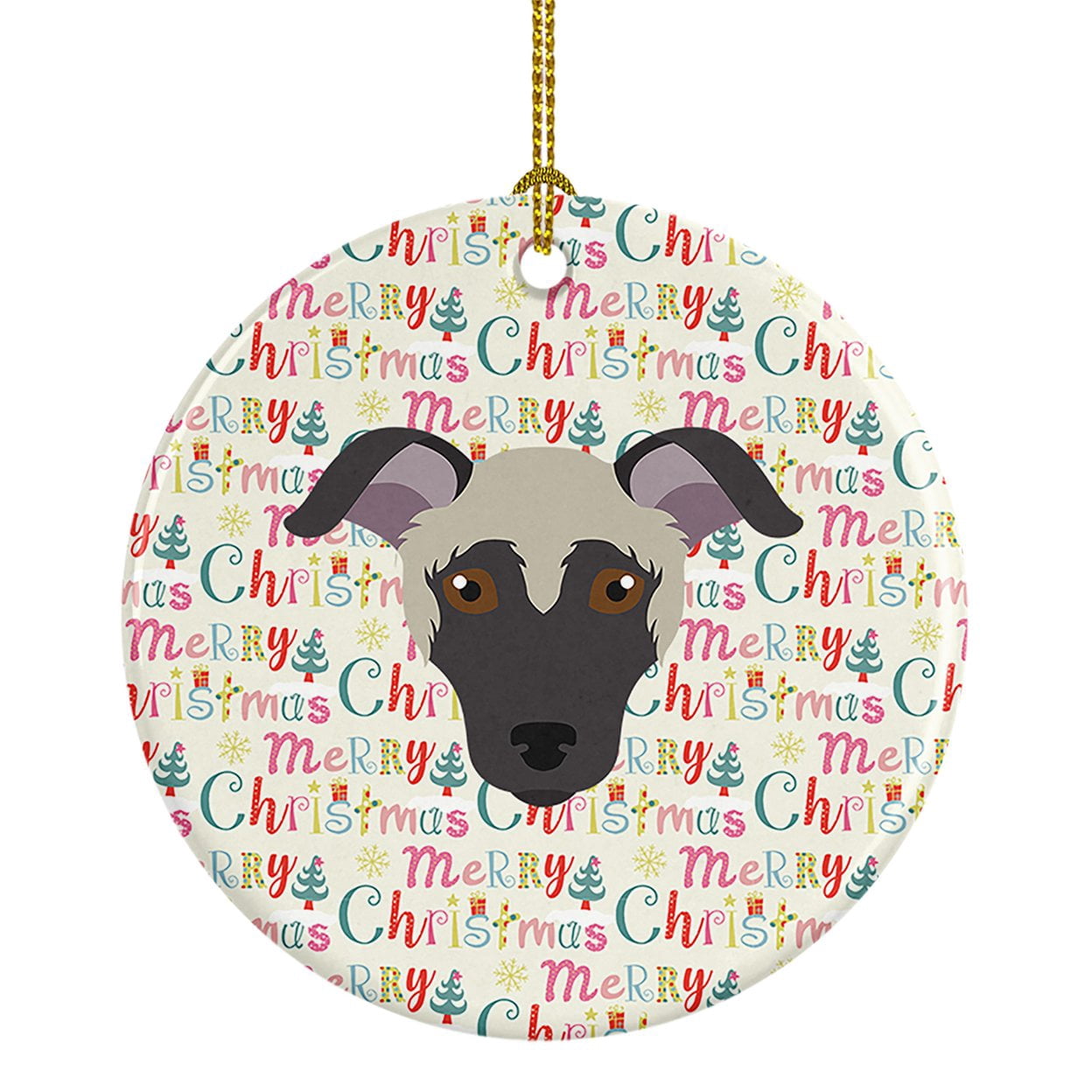 Argentine Pila Dog Merry Christmas Ceramic Ornament 2.8 in x 2.8 in