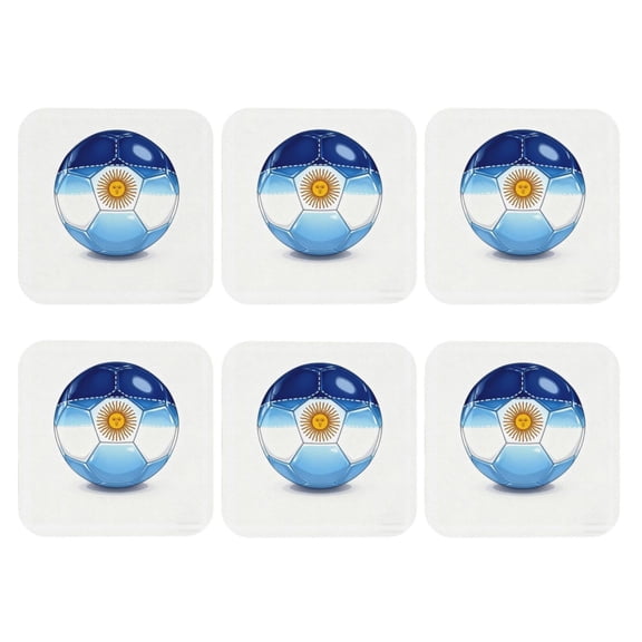 Argentine-Soccerball-Art Leather Coasters for Drinks Perfect for Living Room, Kitchen, or Outdoor Use Set of 6 Square