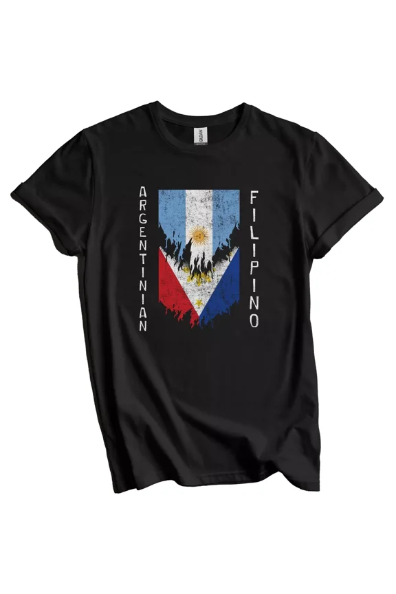 Argentinian Filipino Flags Ripped Torn Argentina Philippines T-Shirt, Unisex T-Shirt