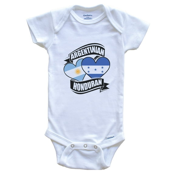 Argentinian Honduran Hearts Argentina Honduras Flags Baby Bodysuit, 0-3 Months White