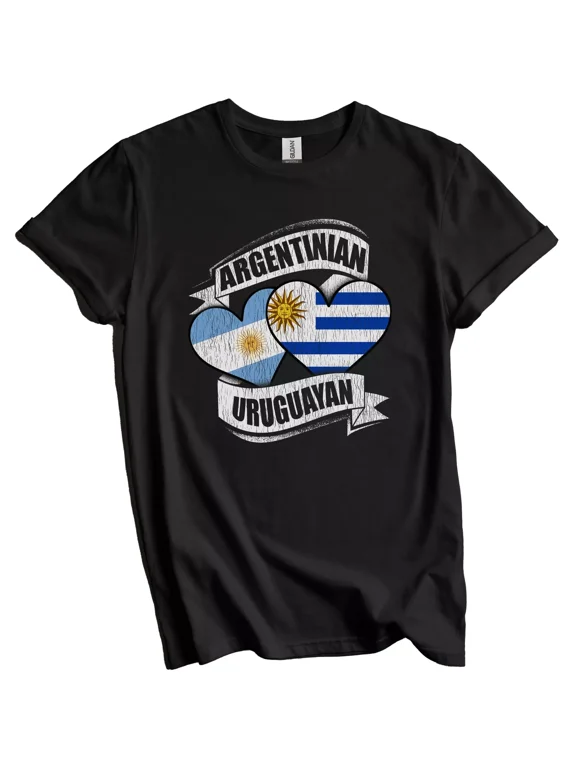 Argentinian Uruguayan Hearts Argentina Uruguay Flags T-Shirt