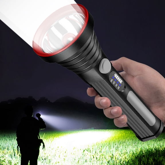 Arghm 1000 Lumens LED Flashlight,Zoomable,Rechargeable,4-Modes,IPX6 Waterproof,Outdoor Activities,Night Trips,6.75×2.55in,Power Display,Aluminum Alloy