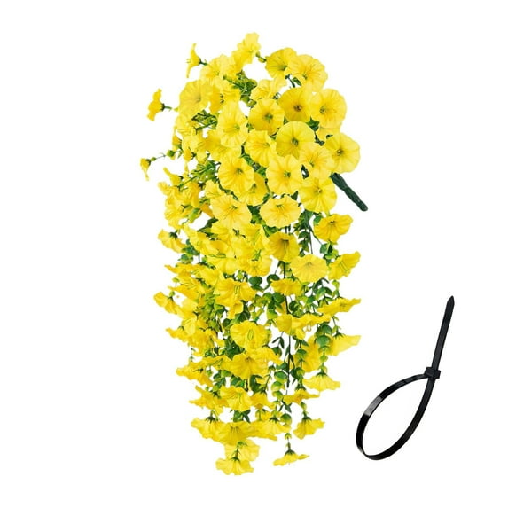 Arghm 29.53in Artificial Petunia Garland - Purple Pink Realistic Flowy Home Wedding Yard Wall Hanging Decor,Yellow