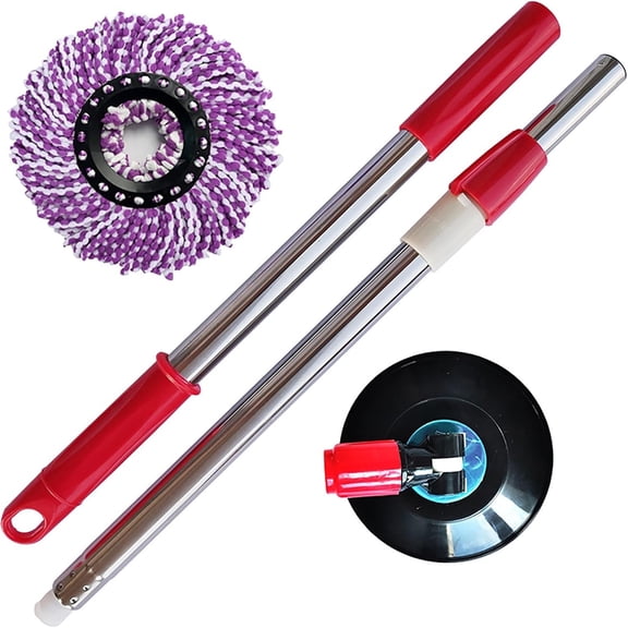 Arghm 360° Rotating Telescopic Mop Handle – Reinforced Plastic Disc, Compatible with Mop Bucket Cleaning System