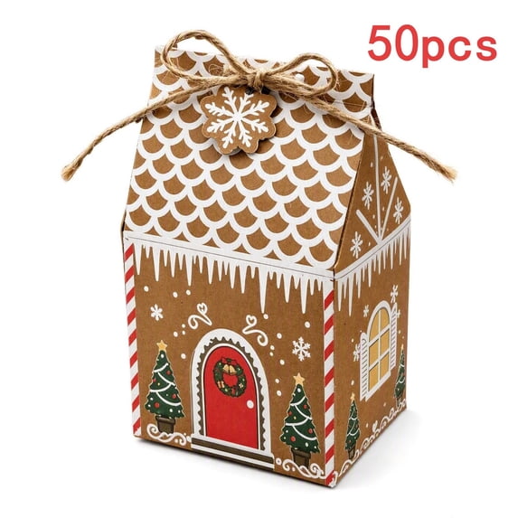 Arghm 50PCS Christmas Kraft Paper House Candy Boxes – Festive Gift ...