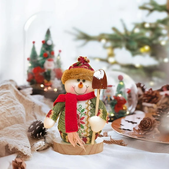 Arghm 7 Inch Fabric Snowman Christmas Ornament,Holiday Home Office Decor for Shelves Tabletop