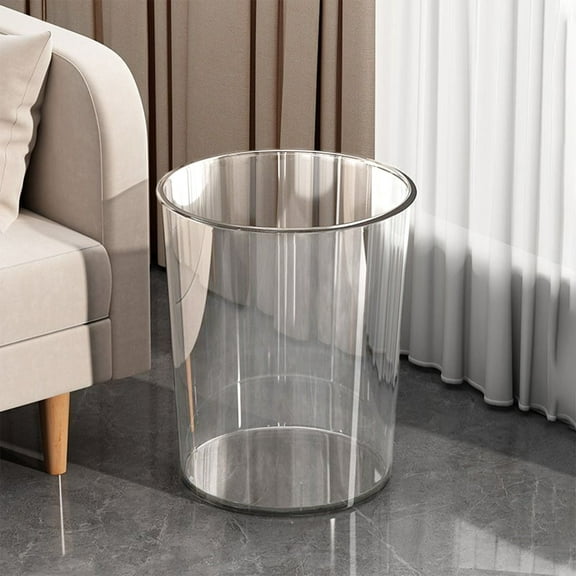 Arghm Acrylic Trash Can, 5.7x6.4x6.4in, Clear Wastebasket, Wide Mouth Bin for Kitchen Office Bathroom