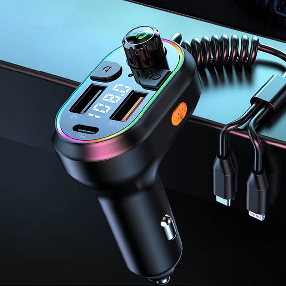 Arghm Bluetooth 5.0 FM Transmitter with Dual USB Ports for Car Charging - Wireless Car Adapter with MP3 Player, Hands-Free Calling, and USB Car Charger