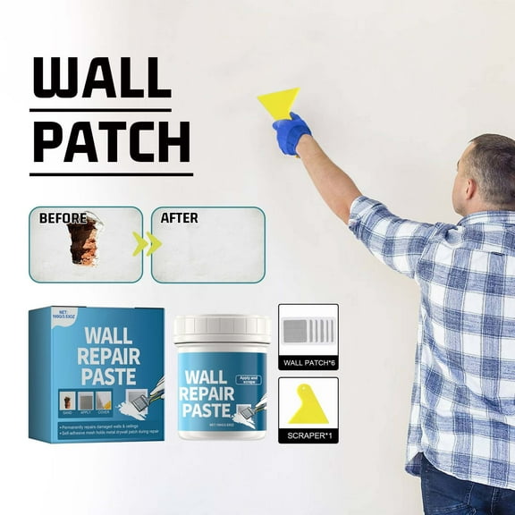 Arghm Complete Wall Repair Kit – Plasterboard Patch Repair for Holes, Cracks & Scratches, Easy-to-Use Wall Filler