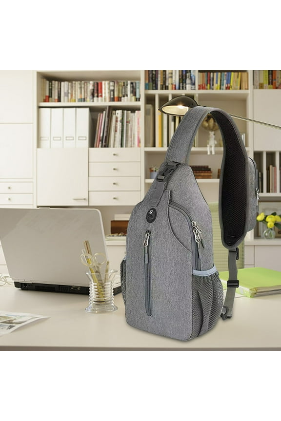 Crossbody Sling Backpack,Multi-Compartment Travel Hiking Bag,Hidden Headphone Jack,Breathable Material,Removable Shoulder Strap,7x3.5x15 Inches