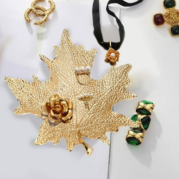 Arghm Elegant Thanksgiving Maple Leaf Tray for Home Decor – Versatile Metal Leaf Tray for Jewelry, Fruit, and Storage – Perfect Accent for Your Dining Table and Festive Gatherings