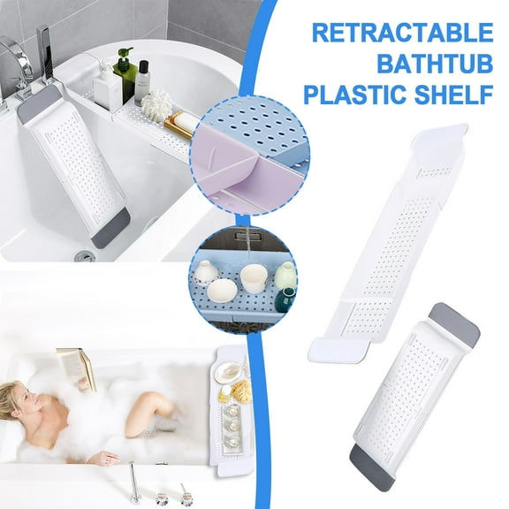 Arghm Expandable Bathtub Storage Rack,Tub Stand Tray Table,Bathroom Storage Bag Stand