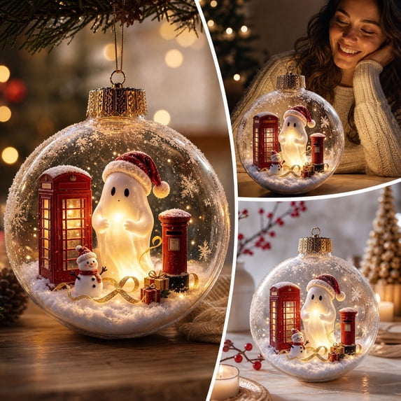 Arghm Glowing Christmas Ornament Mini Holiday Scene with String Lights - Festive Decor for Trees, Windows, and Tabletops - Perfect for Winter Celebration and Gifting