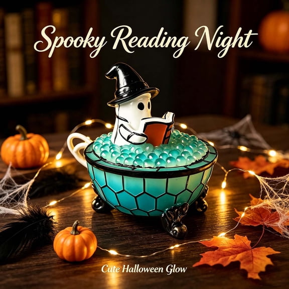 Arghm Halloween Ghost Bubble Bath Lamp - Cute Spooky LED Night Light for Bathroom Decor, Bathtub Lights for Kids, Halloween Party Gift Idea, Ghost-Themed Resin Lamp