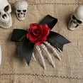 thumbnail image 1 of Arghm Halloween Hair Clip,Gothic Skull Hand Rose Bow,Black Red Plastic,5.9x5.9in Accessory, 1 of 6