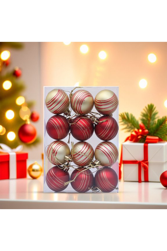 Hanging Christmas Ornament Balls 12 Pack,Colorful Plastic Tree Decorations,2 Inch Diameter Indoor Outdoor Use