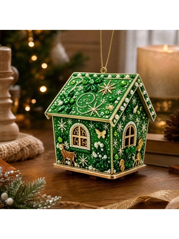 House Shaped DIY Hanging Ornament - Festive Home Decor, Multi-Functional Display, Creative Crafting Gift for Holiday Celebrations and Themed Events