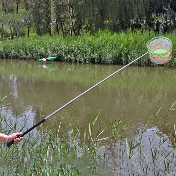 Arghm Kids Telescopic Fish Net,Extendable Non-slip Grip Net for Catching Insects Fish 16x9.8x0.78in,Colorful Tools with Large Pocket Design,Safe to Use,Encourage Motor Skills,Durable Mesh