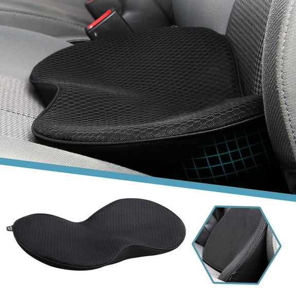 Arghm Memory Foam Car Seat Cushion with Lumbar Support – Ergonomic Wedge Design for Driver/Passenger, Hip Pain Relief & Posture Correction, Breathable Fabric (Black, 17.32x9.44x3.74in)
